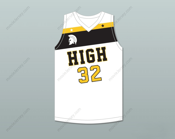 CUSTOM ANY Name Number DRAYMOND GREEN 32 SAGINAW HIGH SCHOOL TROJANS WHITE BASKETBALL JERSEY 2 Top Stitched S-6XL