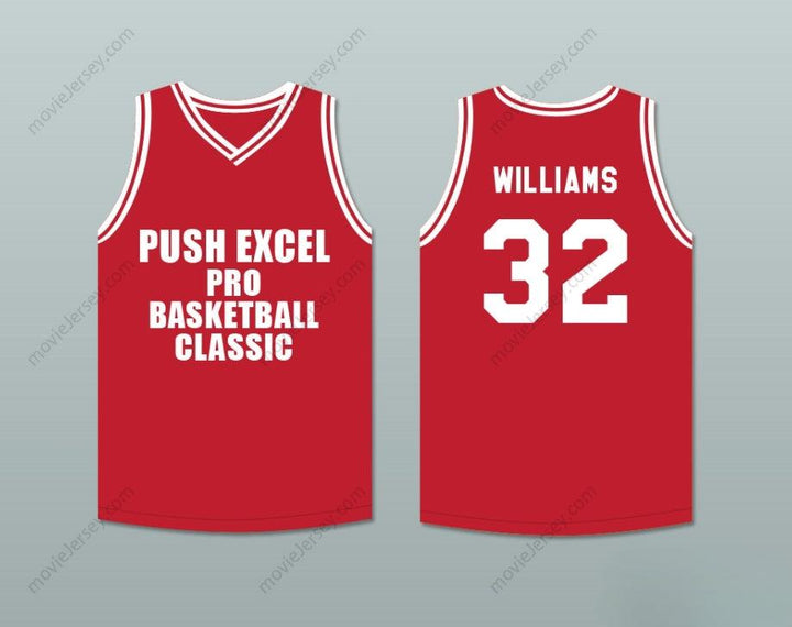 CUSTOM ANY Name Number HERB WILLIAMS 32 PUSH EXCEL PRO BASKETBALL CLASSIC RED BASKETBALL JERSEY 1988 CHARITY EVENT Top Stitched S-6XL