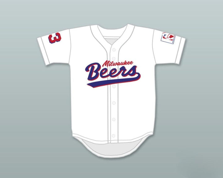 Custom Any Name Number KENNY SCOLARI 23  BEERS DELUXE BASEKETBALL WHITE BASEBALL JERSEY Top Stitched S-6XL