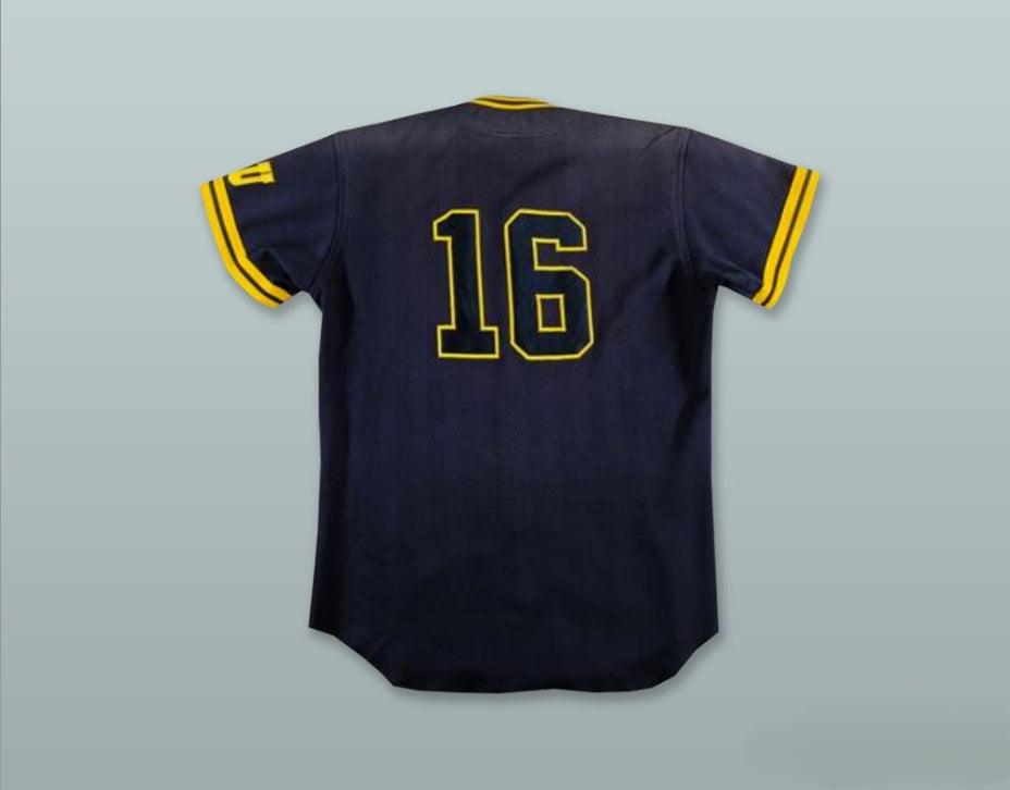 Custom Any Name Number TOPARZS GIFU 16 NAVY BLUE BUTTON DOWN BASEBALL JERSEY Top Stitched S-6XL