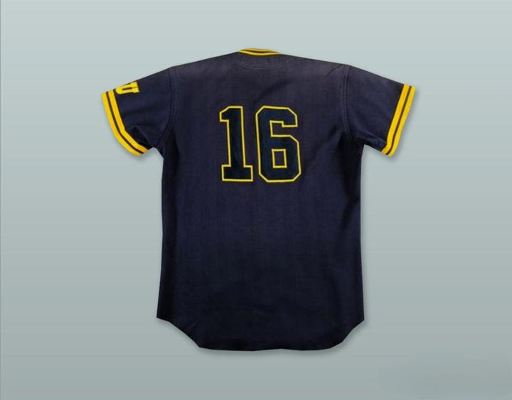 Custom Any Name Number TOPARZS GIFU 16 NAVY BLUE BUTTON DOWN BASEBALL JERSEY Top Stitched S-6XL