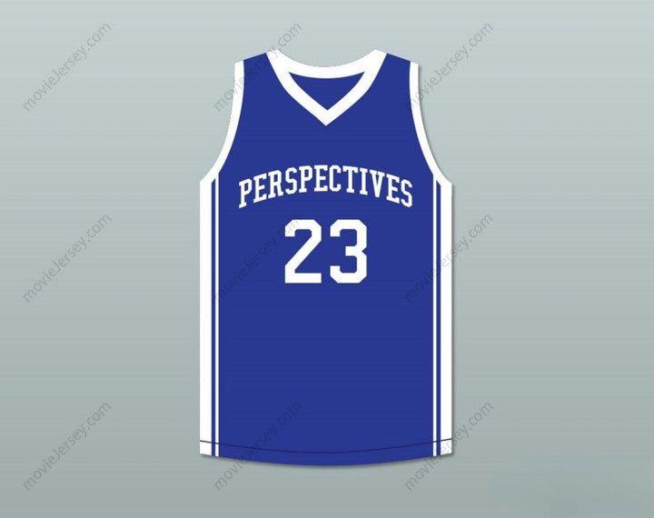 CUSTOM ANY Name Number ANTHONY DAVIS 23 PERSPECTIVES CHARTER SCHOOL BLUE BASKETBALL JERSEY 2 Top Stitched S-6XL
