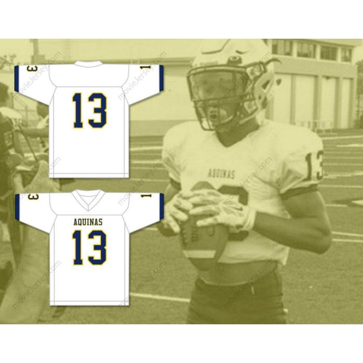 CUSTOM ANY Name Number ASANTE SAMUEL JR. 13   AQUINAS HIGH SCHOOL RAIDERS Top Stitched S-6XL