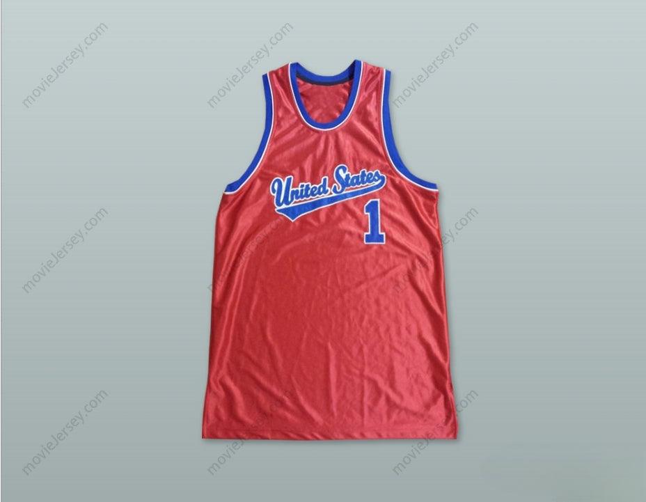 CUSTOM ANY Name Number UNITED STATES 1 RED BASKETBALL JERSEY Top Stitched S-6XL