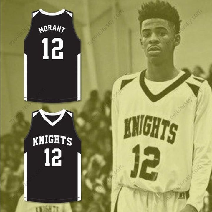 CUSTOM ANY Name Number JA MORANT 12 CRESTWOOD HIGH SCHOOL KNIGHTS BLACK BASKETBALL JERSEY 2 Top Stitched S-6XL