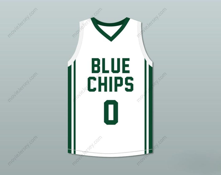 CUSTOM ANY Name Number LEBRON JAMES JR 0 BLUE CHIPS WHITE BASKETBALL JERSEY 2 Top Stitched S-6XL