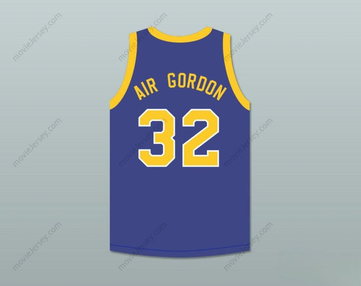 CUSTOM ANY Name Number AIR GORDON 32 BLUE BASKETBALL JERSEY WITH MARTIN PATCH Top Stitched S-6XL