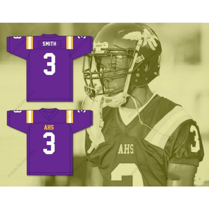 CUSTOM ANY Name Number DEVONTA SMITH 3 AMITE HIGH MAGNET SCHOOL PURPLE Football Jersey Top Stitched S-6XL