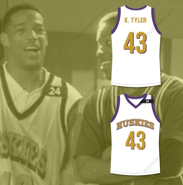 CUSTOM ANY Name Number MARLON WAYANS KENNY TYLER 43 HUSKIES BASKETBALL JERSEY THE 6TH MAN WHITE TRIBUTE Top Stitched S-6XL