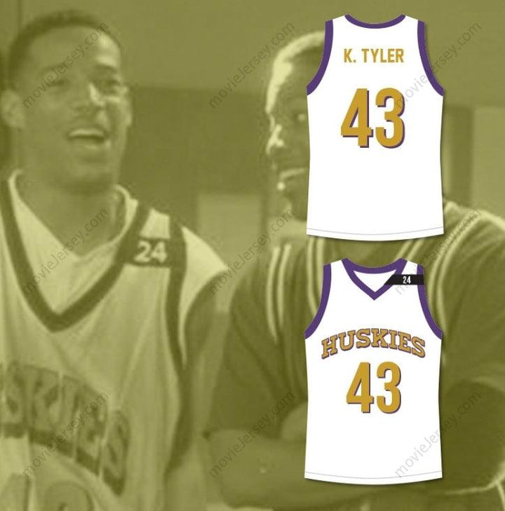 CUSTOM ANY Name Number MARLON WAYANS KENNY TYLER 43 HUSKIES BASKETBALL JERSEY THE 6TH MAN WHITE TRIBUTE Top Stitched S-6XL