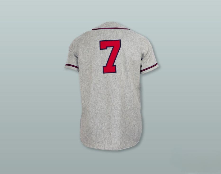 Custom Any Name Number  CRACKERS 7 GRAY BUTTON DOWN THROWBACK BASEBALL JERSEY Top Stitched S-6XL