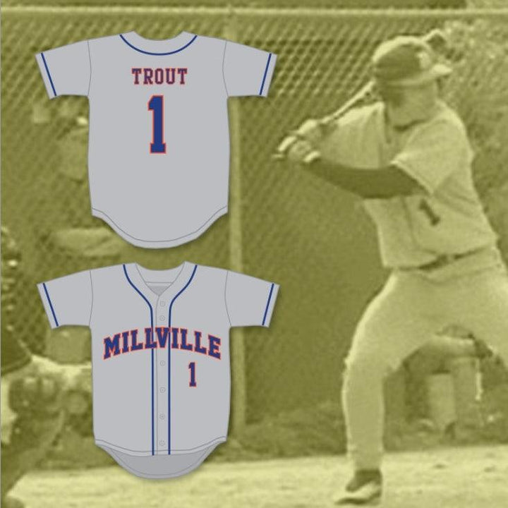 Custom Any Name Number MIKE TROUT 1  SENIOR HIGH SCHOOL THUNDERBOLTS GRAY BASEBALL JERSEY 2 Top Stitched S-6XL