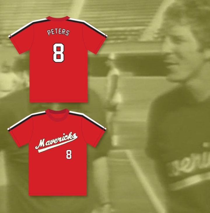 Custom Any Name Number FRANK PETERS 8   RED BASEBALL JERSEY THE BATTERED BASTARDS OF BASEBALL Top Stitched S-6XL