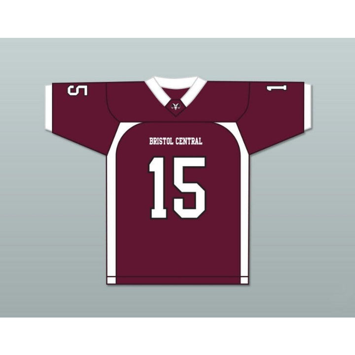 CUSTOM ANY Name Number WHITE PLAYER 15 BRISTOL CENTRAL RAMS MAROON Football Jersey Top Stitched S-6XL
