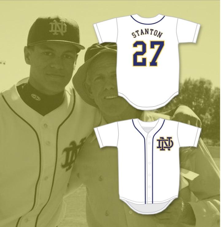 Custom Any Name Number GIANCARLO STANTON 27 NOTRE DAME HIGH SCHOOL   KNIGHTS WHITE BASEBALL JERSEY 2 Top Stitched S-6XL
