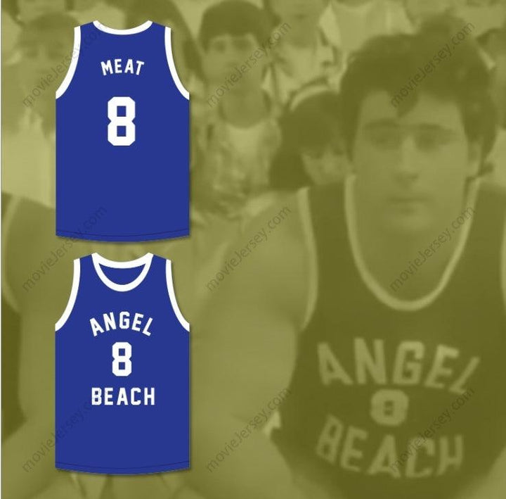 CUSTOM ANY Name Number 'MEAT' TUPERELLO 8 ANGEL BEACH  BLUE BASKETBALL JERSEY PORKY'S REVENGE Top Stitched S-6XL