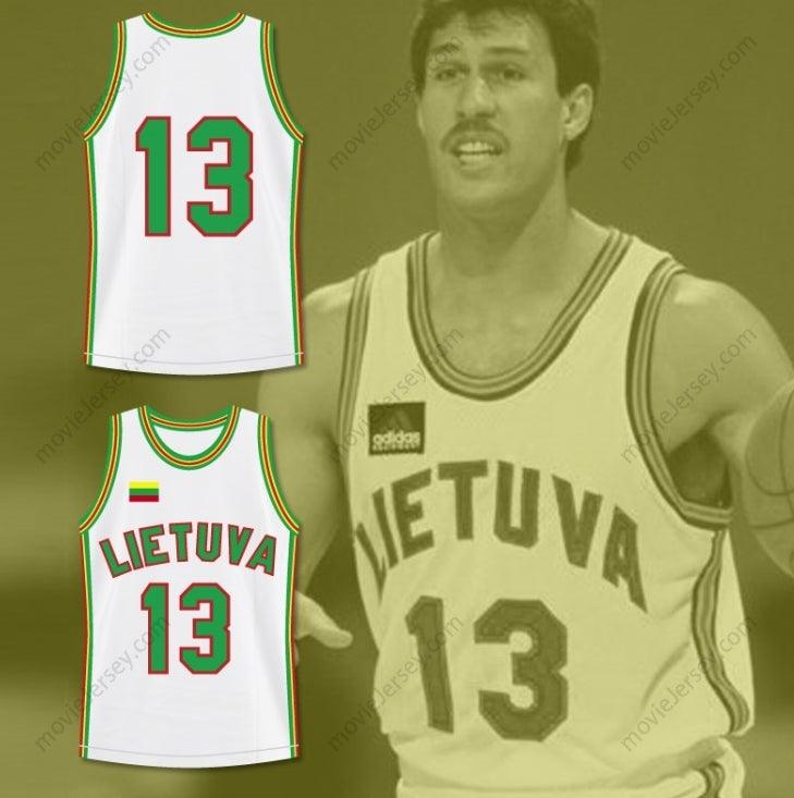 CUSTOM ANY Name Number SARUNAS MARCIULIONIS 13 LITHUANIA BASKETBALL JERSEY STITCH SEWN Top Stitched S-6XL