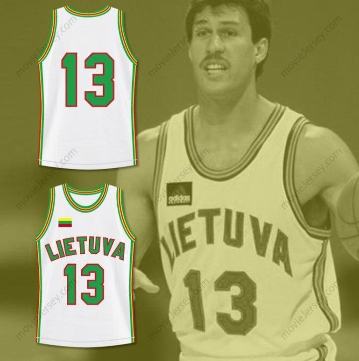 CUSTOM ANY Name Number SARUNAS MARCIULIONIS 13 LITHUANIA BASKETBALL JERSEY STITCH SEWN Top Stitched S-6XL