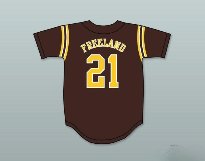 Custom Any Name Number KYLE FREELAND 21 THOMAS  HIGH SCHOOL SPARTANS BROWN BASEBALL JERSEY 2 Top Stitched S-6XL