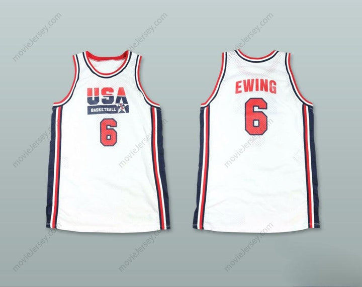 CUSTOM ANY Name Number 1992 PATRICK EWING 6 USA HOME BASKETBALL JERSEY Top Stitched S-6XL