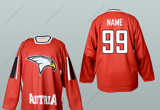Custom Any Name Number Austria National Team Hockey Jersey Top Stitched S-6XL