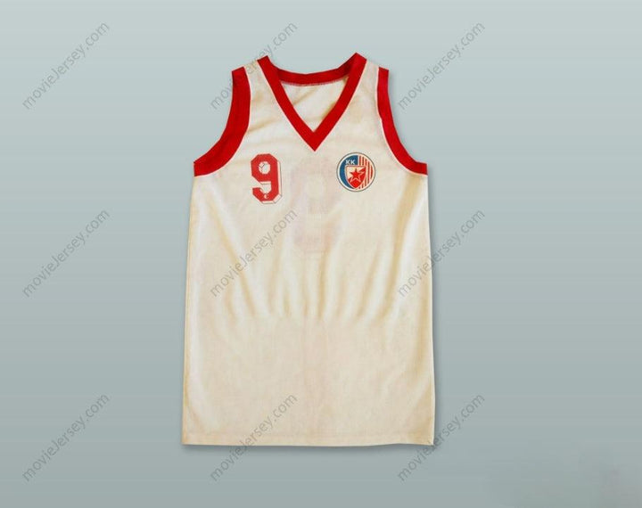 CUSTOM ANY Name Number KK CRVENA ZVEZDA 9 RED STAR BEOGRAD SERBIA WHITE BASKETBALL JERSEY Top Stitched S-6XL