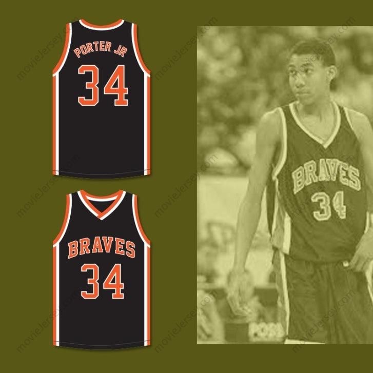 CUSTOM ANY Name Number OTTO PORTER JR. 34 SCOTT COUNTY CENTRAL HIGH SCHOOL BRAVES BLACK BASKETBALL JERSEY 2 Top Stitched S-6XL