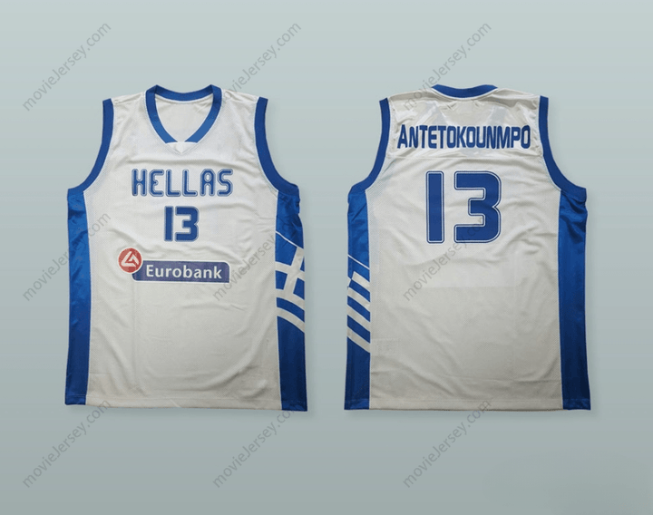 CUSTOM ANY Name Number GIANNIS ANTETOKOUNMPO 13 GREECE WHITE BASKETBALL JERSEY Top Stitched S-6XL