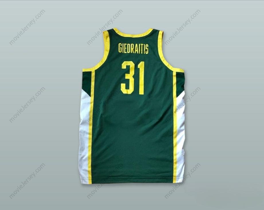 CUSTOM ANY Name Number ROKAS GIEDRAITIS 31 LIETUVA LITHUANIA GREEN BASKETBALL JERSEY Top Stitched S-6XL