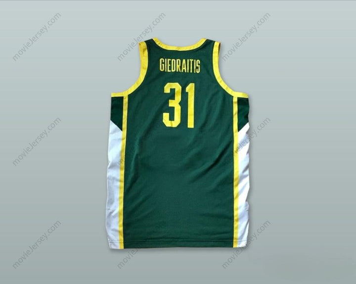 CUSTOM ANY Name Number ROKAS GIEDRAITIS 31 LIETUVA LITHUANIA GREEN BASKETBALL JERSEY Top Stitched S-6XL