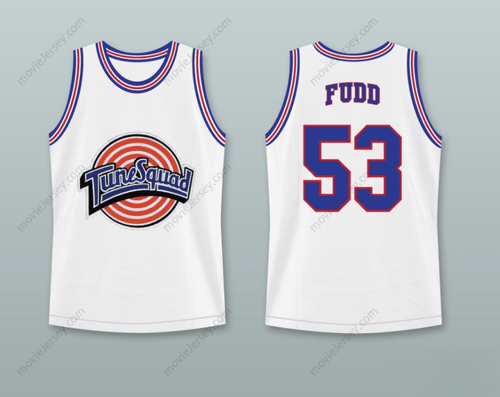 CUSTOM ANY Name Number SPACE JAM TUNE SQUAD ELMER FUDD 53 BASKETBALL JERSEY STITCH SEWN Top Stitched S-6XL