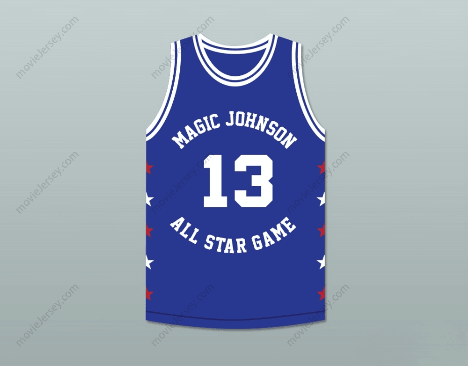 CUSTOM ANY Name Number MARK JACKSON 13 MAGIC JOHNSON ALL STAR GAME BLUE BASKETBALL JERSEY 1989 MIDSUMMER NIGHT'S MAGIC CHARITY EVENT Top Stitched S-6XL