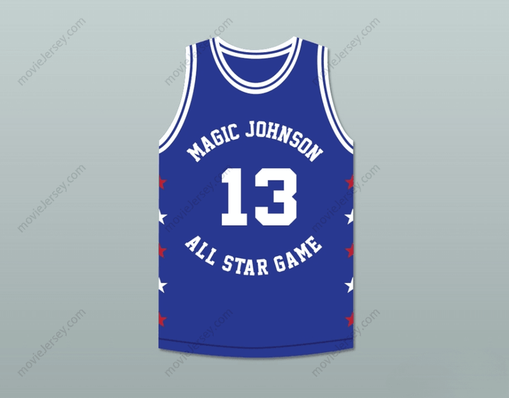 CUSTOM ANY Name Number MARK JACKSON 13 MAGIC JOHNSON ALL STAR GAME BLUE BASKETBALL JERSEY 1989 MIDSUMMER NIGHT'S MAGIC CHARITY EVENT Top Stitched S-6XL
