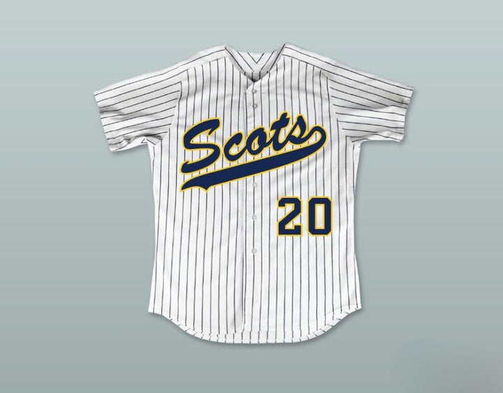 Custom Any Name Number MATTHEW STAFFORD 20 HIGHLAND PARK HIGH SCHOOL SCOTS WHITE PINSTRIPED BASEBALL JERSEY 1 Top Stitched S-6XL
