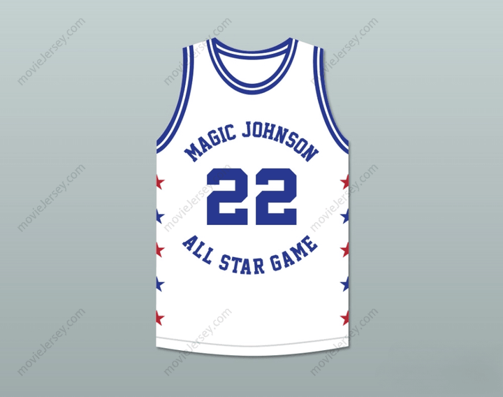 CUSTOM ANY Name Number CLYDE DREXLER 22 MAGIC JOHNSON ALL STAR GAME WHITE BASKETBALL JERSEY 1988 MIDSUMMER NIGHT'S MAGIC CHARITY EVENT Top Stitched S-6XL