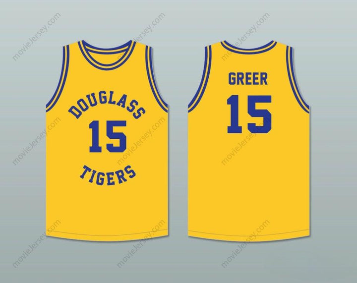 CUSTOM ANY Name Number HAL GREER 15 FREDERICK DOUGLASS JUNIOR AND SENIOR HIGH SCHOOL TIGERS YELLOW GOLD BASKETBALL JERSEY 2 Top Stitched S-6XL