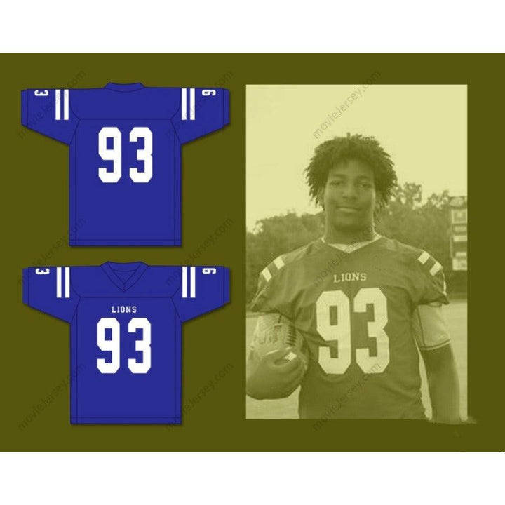 CUSTOM ANY Name Number KINGSLEY ENAGBARE 93 PEACHTREE RIDGE HIGH SCHOOL LIONS BLUE Football Jersey Top Stitched S-6XL