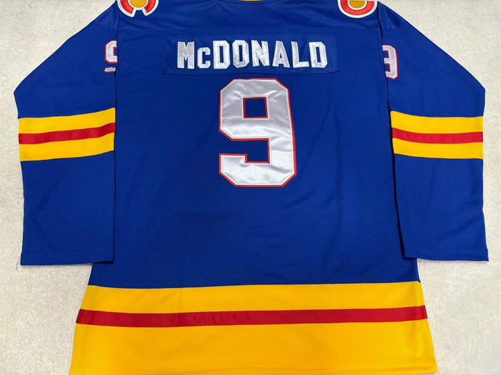 Custom Any Name Number HOF LANNY MCDONALD 9 HOCKEY JERSEY Stitched Top Stitched S-6XL