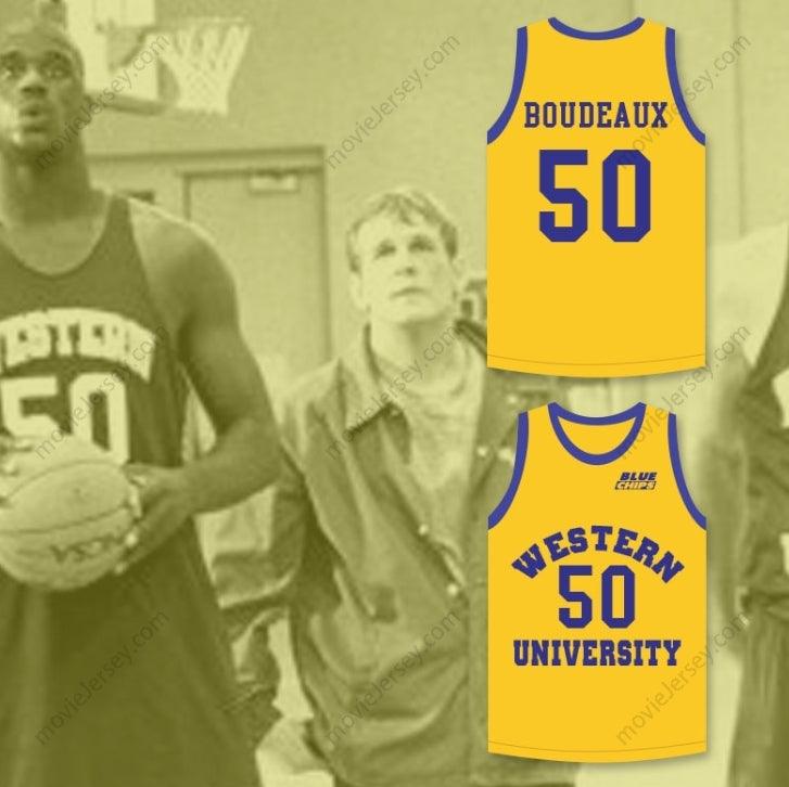 CUSTOM ANY Name Number SHAQ NEON BOUDEAUX 50   YELLOW BASKETBALL JERSEY WITH BLUE CHIPS PATCH Top Stitched S-6XL