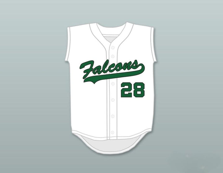 Custom Any Name Number JD MARTINEZ 28 CHARLES W. FLANAGAN HIGH SCHOOL FALCONS WHITE BASEBALL JERSEY 1 Top Stitched S-6XL