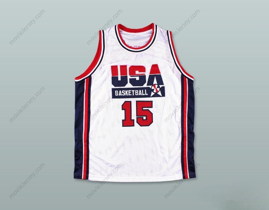 CUSTOM ANY Name Number 1992 MAGIC JOHNSON 15 USA HOME BASKETBALL JERSEY Top Stitched S-6XL