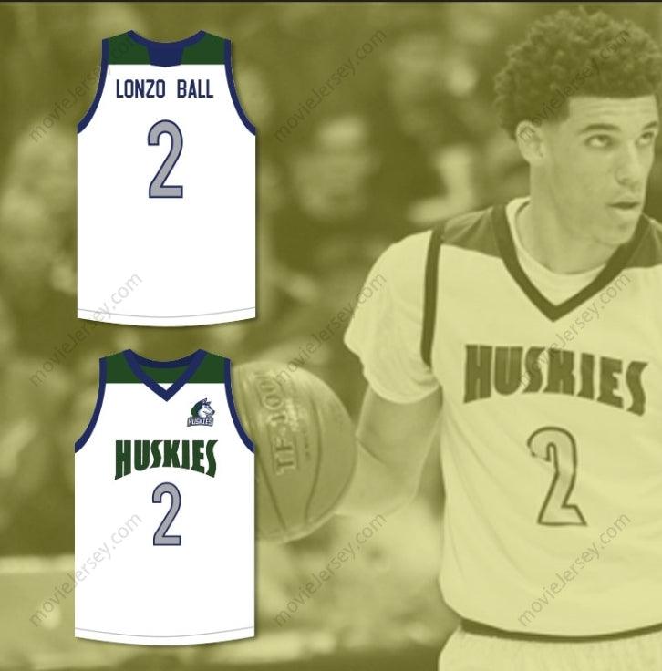 CUSTOM ANY Name Number LONZO BALL 2 CHINO HILLS HUSKIES WHITE BASKETBALL JERSEY WITH PATCH Top Stitched S-6XL