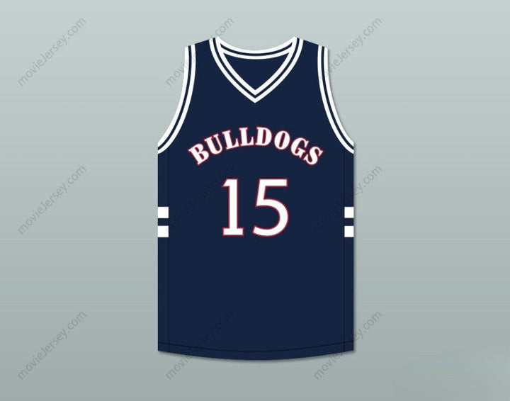 CUSTOM ANY Name Number JERMAINE COLE 15 BULLDOGS HIGH SCHOOL NAVY BLUE BASKETBALL JERSEY Top Stitched S-6XL