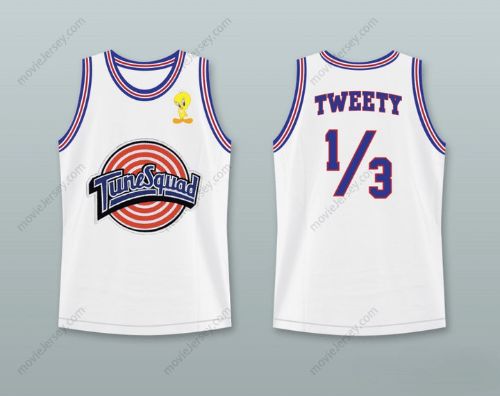 CUSTOM ANY Name Number SPACE JAM TWEETY BIRD 1/3 TUNE SQUAD BASKETBALL JERSEY WITH TWEETY BIRD PATCH Top Stitched S-6XL