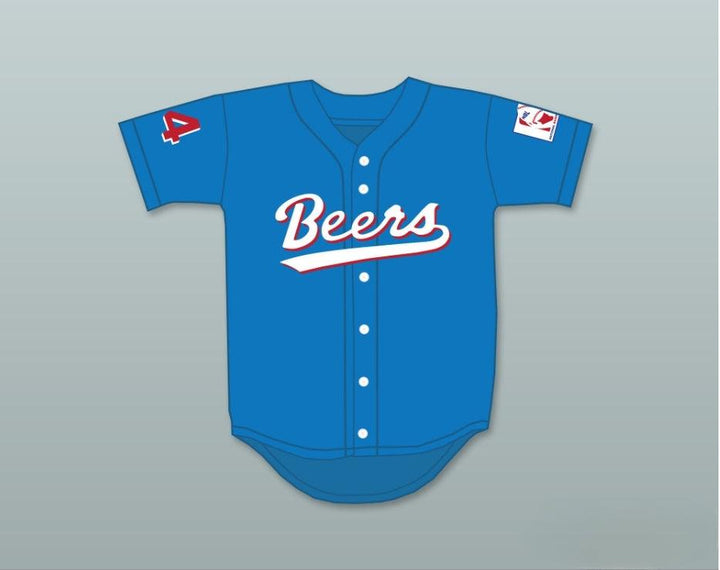 Custom Any Name Number JOE 'AIRMAN' COOPER 44  BEERS BASEKETBALL BLUE BASEBALL JERSEY Top Stitched S-6XL