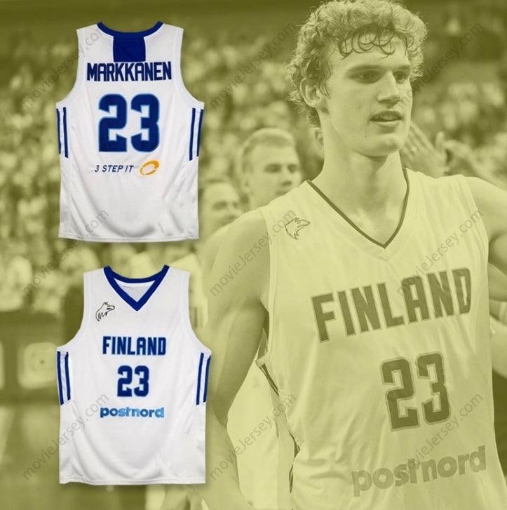 CUSTOM ANY Name Number LAURI MARKKANEN 23 FINLAND NATIONAL TEAM WHITE BASKETBALL JERSEY Top Stitched S-6XL