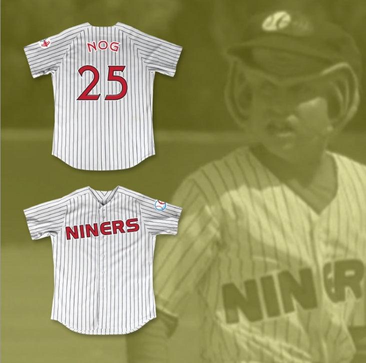 Custom Any Name Number NOG 25 DEEP SPACE NINERS WHITE PINSTRIPED BASEBALL JERSEY Top Stitched S-6XL