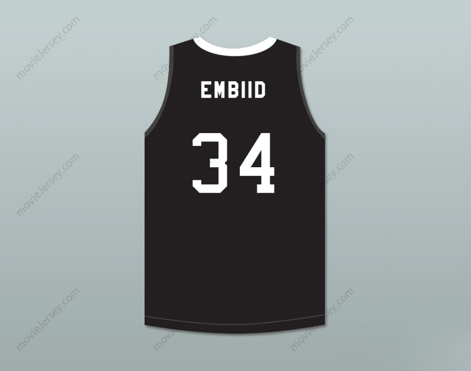 CUSTOM ANY Name Number JOEL EMBIID 34 THE ROCK HIGH SCHOOL BLACK BASKETBALL JERSEY 2 Top Stitched S-6XL