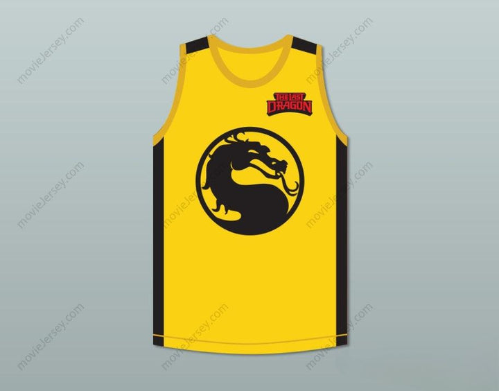 CUSTOM ANY Name Number BRUCE LEROY GREEN 85 THE LAST DRAGON YELLOW MORTAL KOMBAT JERSEY WITH EMBROIDERED PATCH Top Stitched S-6XL