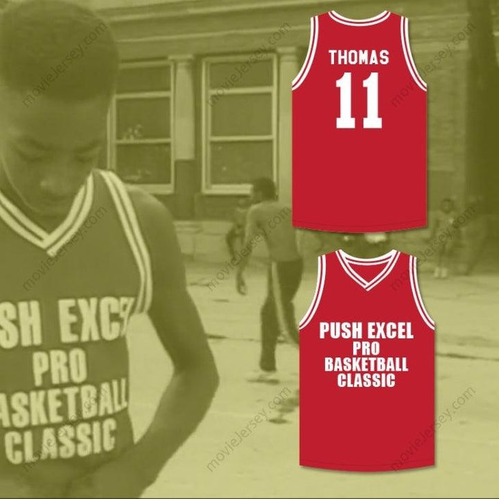 CUSTOM ANY Name Number ISIAH THOMAS 11 PUSH EXCEL PRO BASKETBALL CLASSIC RED BASKETBALL JERSEY HOOP DREAMS Top Stitched S-6XL
